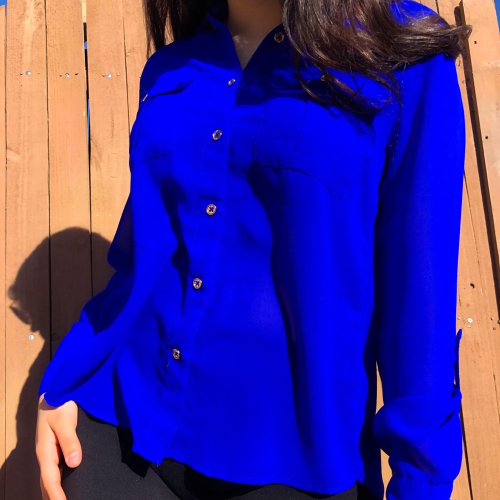 Royal Blue button up Blouse🌀
